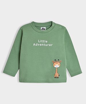 Mi Arcus 100% Cotton Knit Full Sleeves Little Adventurer Text Printed Tee - Green