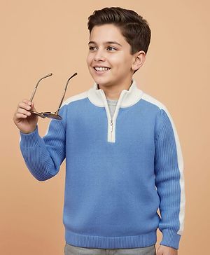 Pine Kids Knit Full Raglan Sleeves Pullover Sweater - Light Blue