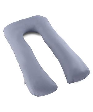 Babyhug 100% Cotton Flexible & Supportive U Shape Maternity Pillow- Grey| Soft Yet Firm| Breathable Fabric| Sleep Feeding & Back Support| Pre & Post Natal| Promotes Peaceful Sleep| Full Body Support