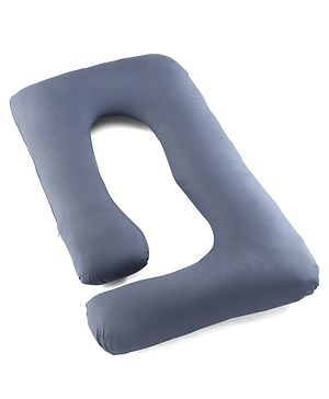 Babyhug 100% Cotton Flexible & Supportive J Shape Maternity Pillow - Grey| Soft Yet Firm| Breathable Fabric| Sleep Feeding & Back Support| Pre & Post Natal| Promotes Peaceful Sleep| Full Body Support
