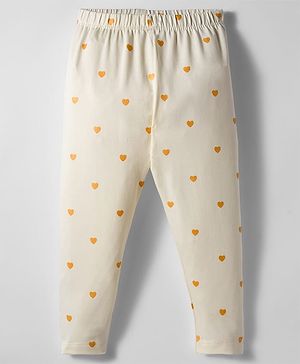 Babyhug Cotton Lycra Full Length Legging With Stretch & Heart Print - White