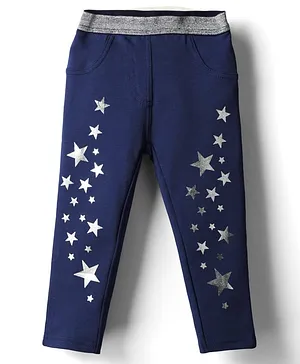 Babyhug
                              Cotton Lycra Knit Full Length Jeggings
                              With Foil Star Print & Stretch - Navy
                              Blue
