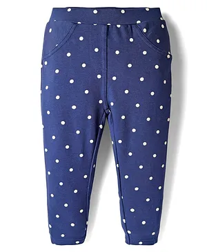 Babyhug
                              Cotton Lycra Knit Full Length Jeggings
                              With Polka Dot Print - Navy Blue