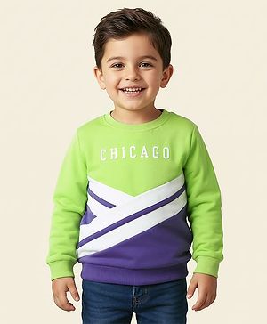 Babyhug Cotton Knit Full Sleeves Sweatshirt With Chicago Graphics - Multicolor
