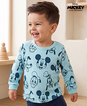 Babyhug Disney Full Sleeves Thermal Vest With Mickey & Friends Print - Blue