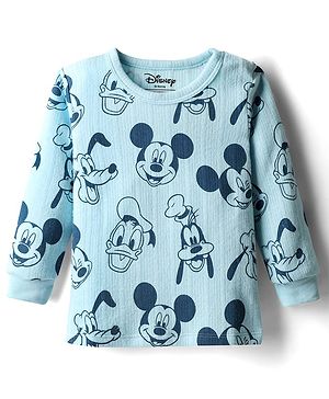Babyhug Disney Full Sleeves Thermal Vest With Mickey & Friends Print - Blue