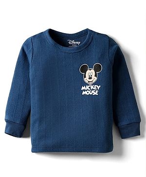 Babyhug Disney Full Sleeves Thermal Vest With Mickey Mouse Graphic - Navy Blue