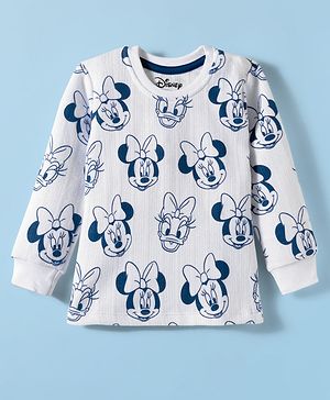Babyhug Disney Full Sleeves Thermal Vest With Minnie & Daisy Graphics - White