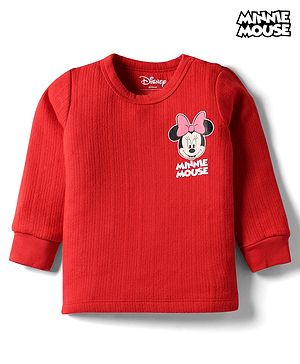 Babyhug Disney Full Sleeve Thermal Vest With Minnie Mouse Graphic - Red