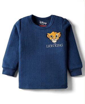 Babyhug Disney Full Sleeves Thermal Vest with Lion King Graphic - Navy Blue