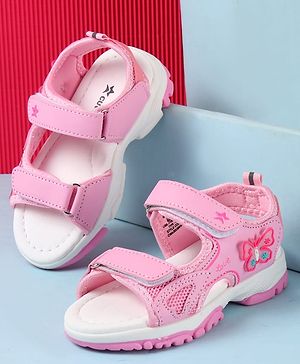 Cute Walk by Babyhug Velcro Closure Sandals with Butterfly Applique - Pink