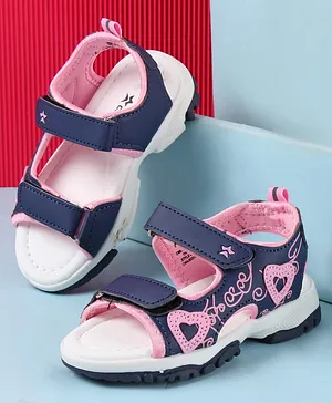 Cute Walk by Babyhug Velcro Closure Sandals
                      with Heart Applique - Blue
