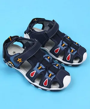 Cute Walk by Babyhug Velcro Closure Sandals
                      with Football Applique - Blue