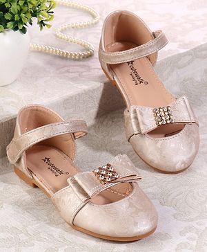 Cute Walk by Babyhug Velcro Closure Floral Designed Ballerina - Golden