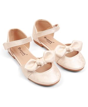 Cute Walk by Babyhug Velcro Closure Ballerina with Bow Applique - Beige