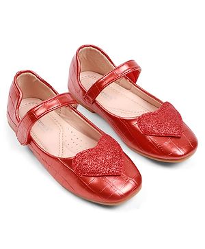 Cute Walk by Babyhug Velcro Closure Ballerina With Heart Applique - Red