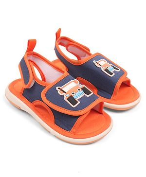 Cute Walk by Babyhug Velcro Closure Sandals with Vehicle Applique - Orange