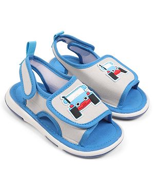 Cute Walk by Babyhug Velcro Closure Sandals with Vehicle Applique - Grey