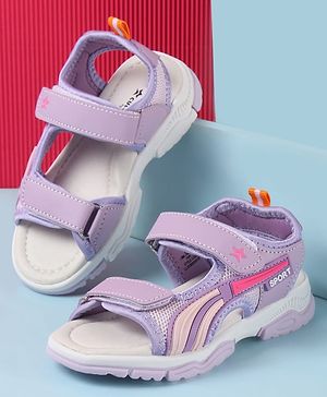 Cute Walk by Babyhug Velcro Closure Sandals with Tape & Text Applique - Purple