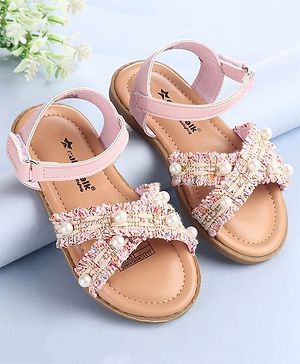 Cute Walk by Babyhug Velcro Closure Sandals With Pearl Detailing - Pink