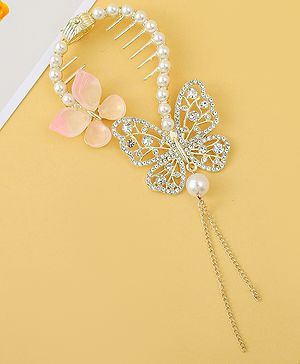 Pine Kids Free Size Hair Pin With Butterfly Applique - Off White