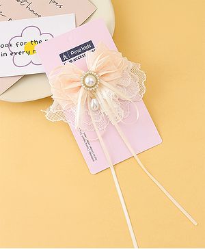 Pine Kids Bow & Butterfly Clip with Lace Detailing Free Size - White