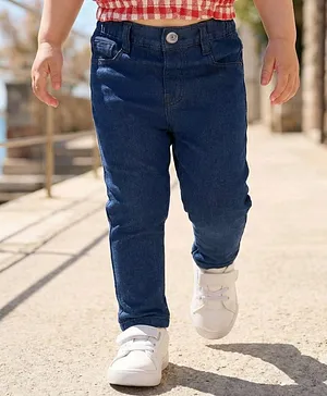 Babyhug Denim Full Length Washed
                              Jeans With Stretch - Navy Blue