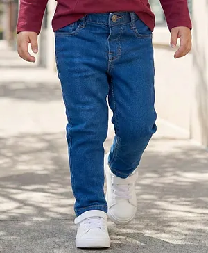 Babyhug Denim Full Length Washed
                              Jeans With Stretch - Blue