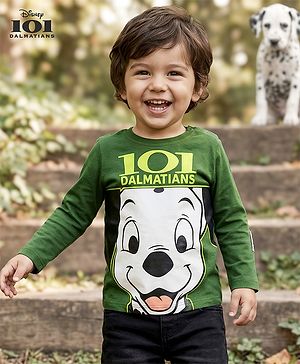 Babyhug Disney Single Jersey Knit Full Sleeves T-Shirt with 101 Dalmatians Graphics - Green