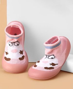 Cute Walk by Babyhug Sock Shoes with Cartoon Print - Pink