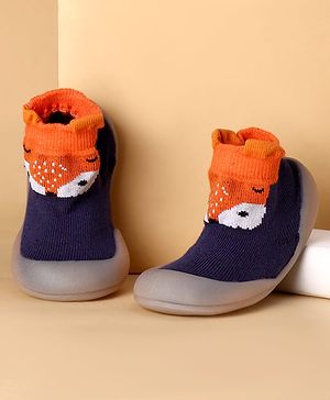 Cute Walk by Babyhug Slip On Sock Shoes With Animal Design - Blue