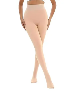 The little lookers Woollen Knit Solid Stockings - Skin