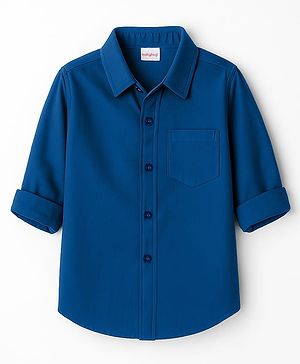 Babyhug Cotton Woven Full Sleeves Solid Shirt - Navy Blue