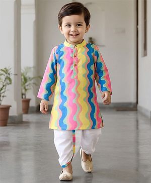 Babyhug Woven Full Sleeves Printed Kurta Dhoti Set - Multicolour