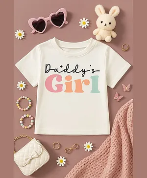 Luke and Lilly Cotton Knit Half
                              Sleeves Daddys Girl Text Printed Tee -
                              White