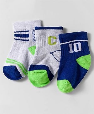Cute Walk by Babyhug Knit Anti Bacterial Ankle Length Designed Socks  Pack of 3 - Multicolor