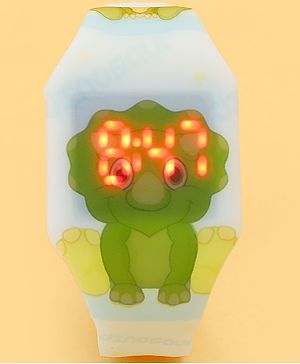 Babyhug Free Size Digital Watch with Dino Print - White & Green