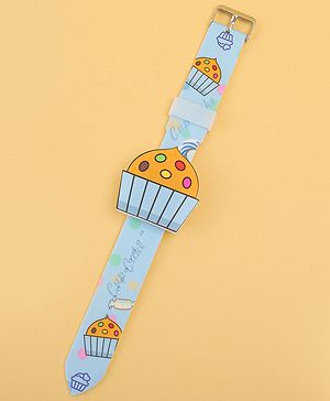 Babyhug Free Size Digital Watch With Cupcake Print - Light Blue