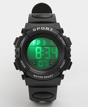 Babyhug Free Size Solid Digital Watch - Black