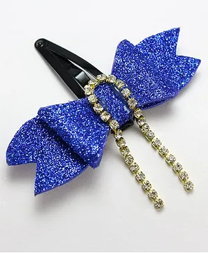Milyra Snap Clip Gilltery Bow With Diamond Detailing - Dark Blue