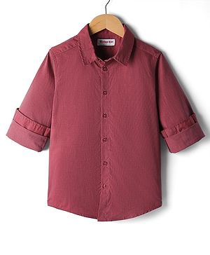 Kookie Kids Cotton Woven Full Sleeves Solid Color Shirt - Burgundy