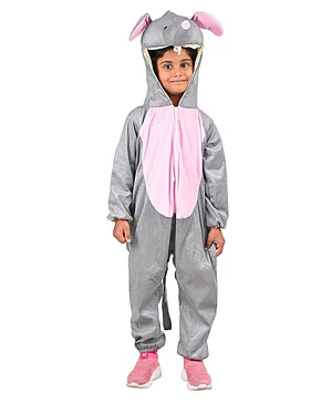 BookMyCostume Elephant Animal Fancy Dress Full Sleeves Costume - Grey & Pink