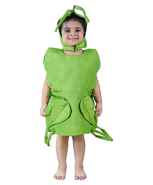 BookMyCostume Sleeveless Grasshopper Theme Dress With Headgear - Green
