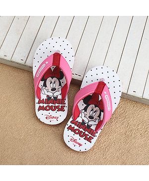 Cute Walk by Babyhug Disney Flip Flops With Minnie Mouse Print - Pink & White