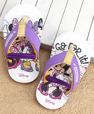 Cute Walk by Babyhug Disney Back Strap Closure Flip Flops With Minnie Mouse Print - Purple & Beige