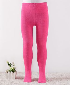 Cute Walk By Babyhug Knit Antibacterial Solid Footed Tights - Pink
