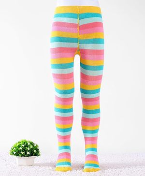 Cute Walk By Babyhug Knit Antibacterial Stripes Footed Tights - Multicolor