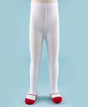 Cute Walk by Babyhug Knit Footed Solid Color Antibacterial Tights - White