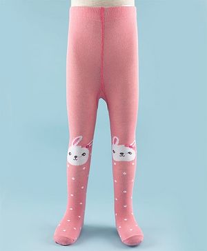 Cute Walk by Babyhug Knit Antibacterial Footed Tights with Bunny Design - Pink