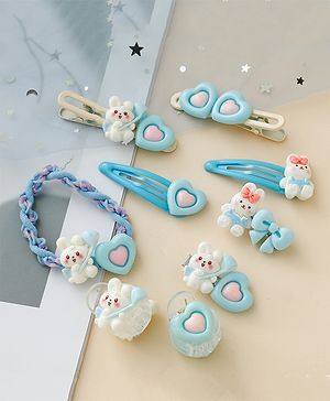Babyhug Hair Pins And Clips  With Bunny Applique Free Size - Light Blue